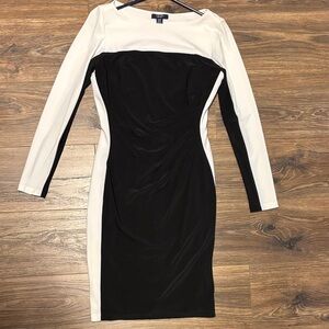 Chaps Black and White Long Sleeve Dress